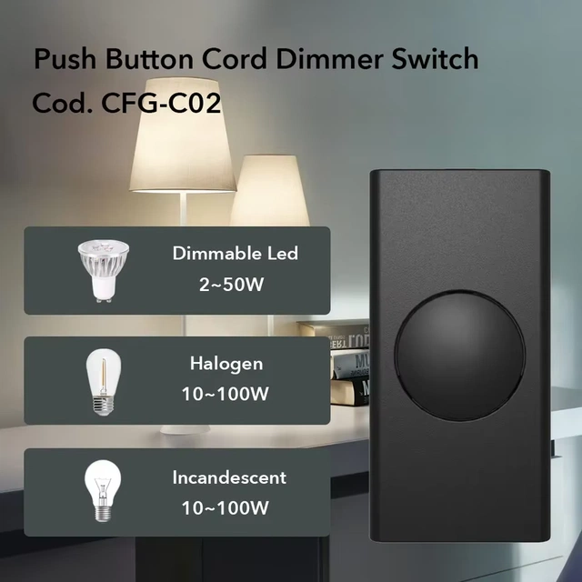 Ledningsdimmer 80W sort