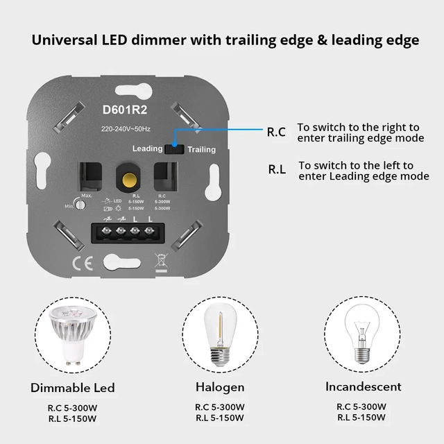 Dimmer 150W hvit