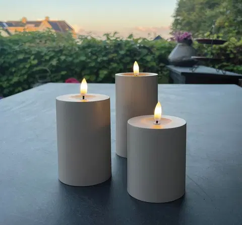Kubbelys med 3D flamme 3pk. IP44 taupe , bilde 1 av 2
