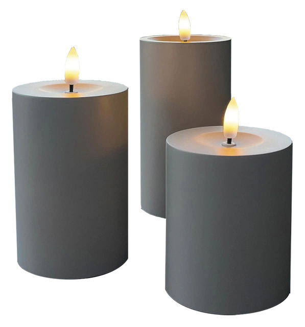 Kubbelys med 3D flamme 3pk. IP44 taupe 2