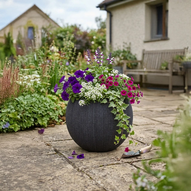 Stone blomsterpotte 53cm sort