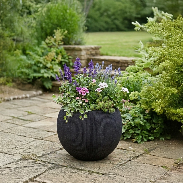 Stone blomsterpotte 37cm sort