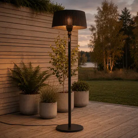 Terrassevarmer Oslo gulv IP44 teleskop 1500W sort, bilde 1 av 8