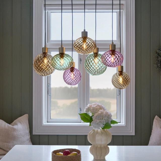 Elara taklampe rektangel 7lys 87cm flerfarget