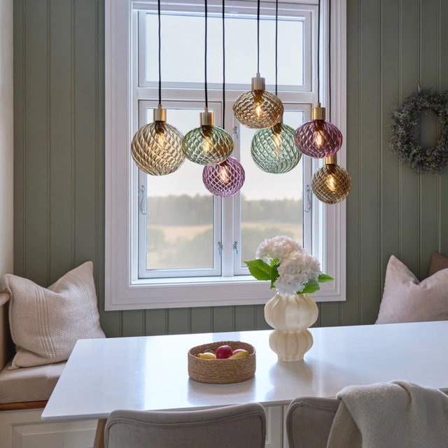 Elara taklampe rektangel 7lys 87cm flerfarget