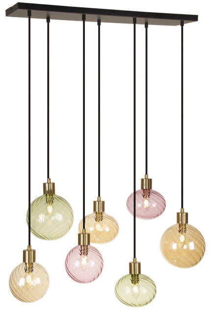 Elara taklampe rektangel 7lys 87cm flerfarget