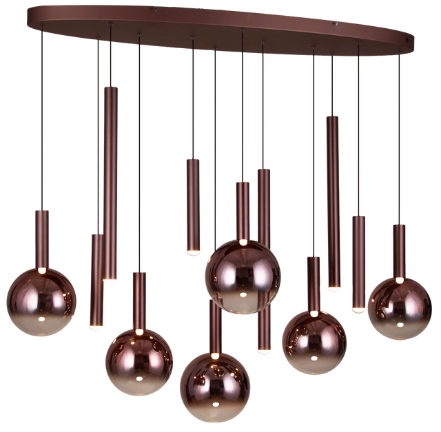 Serena taklampe oval rondell 12lys 120cm brun