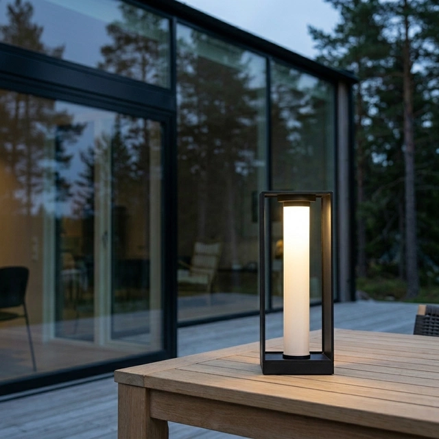 Oliver oppladbar lykt med solar 56cm sort
