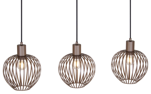 Keliz taklampe rekke 3lys 80cm coffee