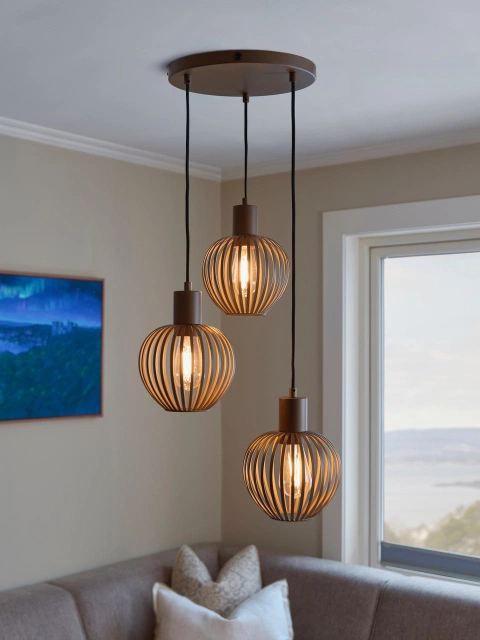 Keliz taklampe rondell 3lys 30cm coffee