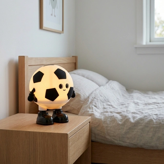 Fotball LED oppladbar bordlampe 12cm RGB