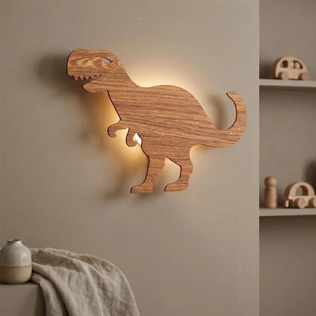 Rex Dinosaur LED vegglampe 33cm brun