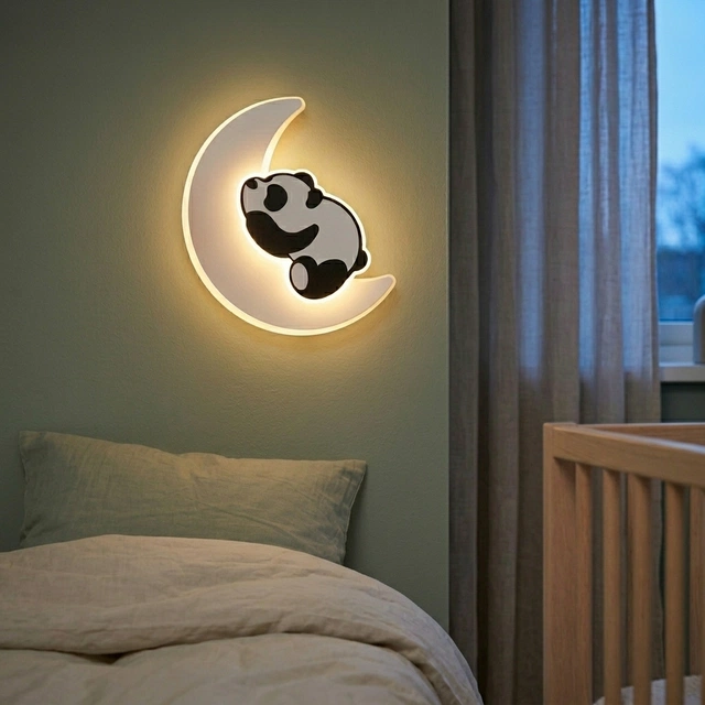 Panda sovende LED vegglampe 25cm hvit