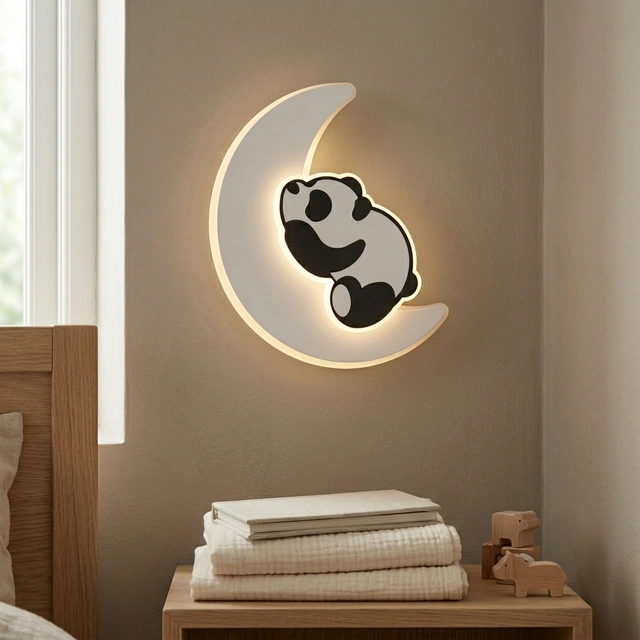 Panda sovende LED vegglampe 25cm hvit