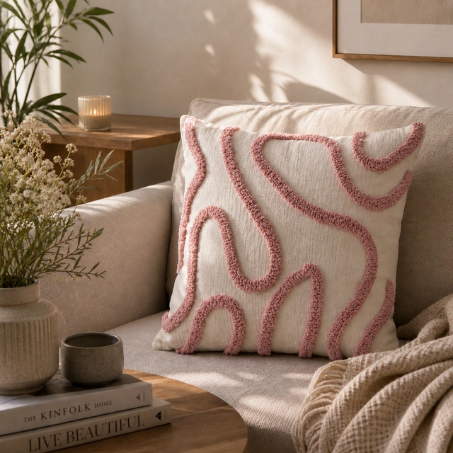 Putetrekk mønster 45cm rosa