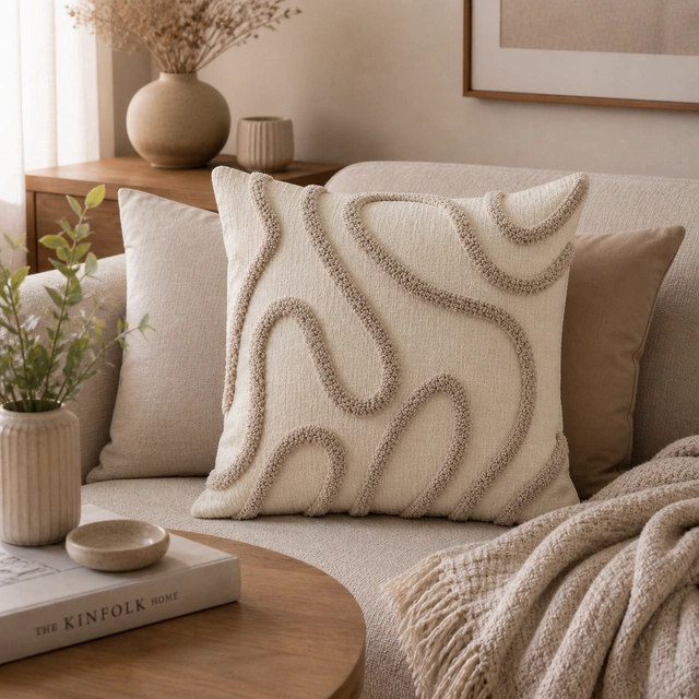 Putetrekk mønster 45cm beige