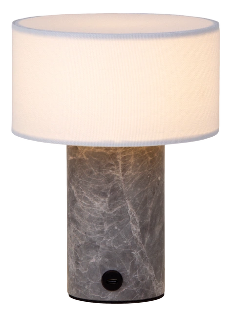 Tingeling marble oppladbar bordlampe 20cm grå