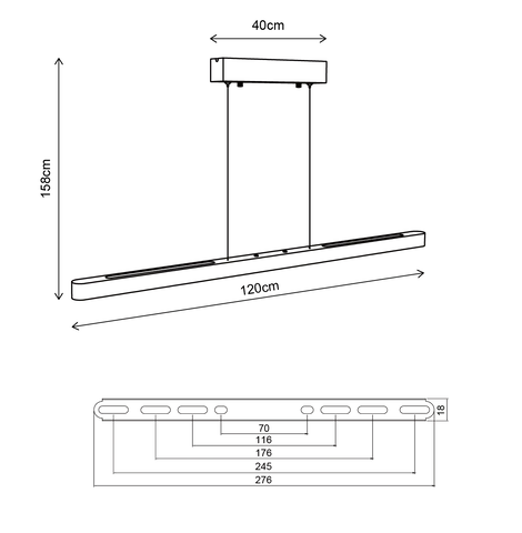 Ako II LED taklampe 120cm valnøtt  10
