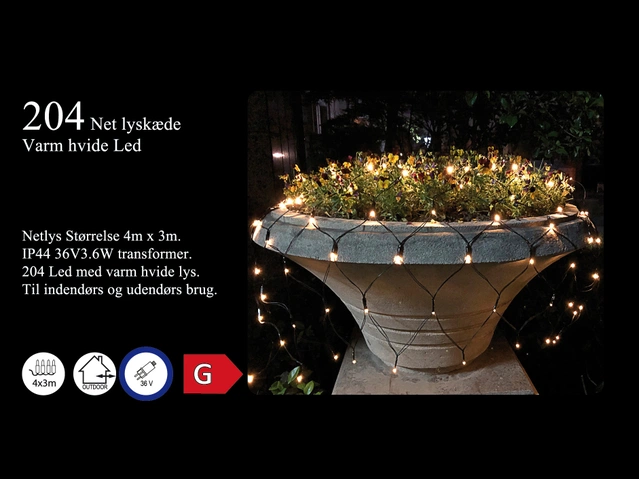 Lyskjede LED nett klar 3x4m 3