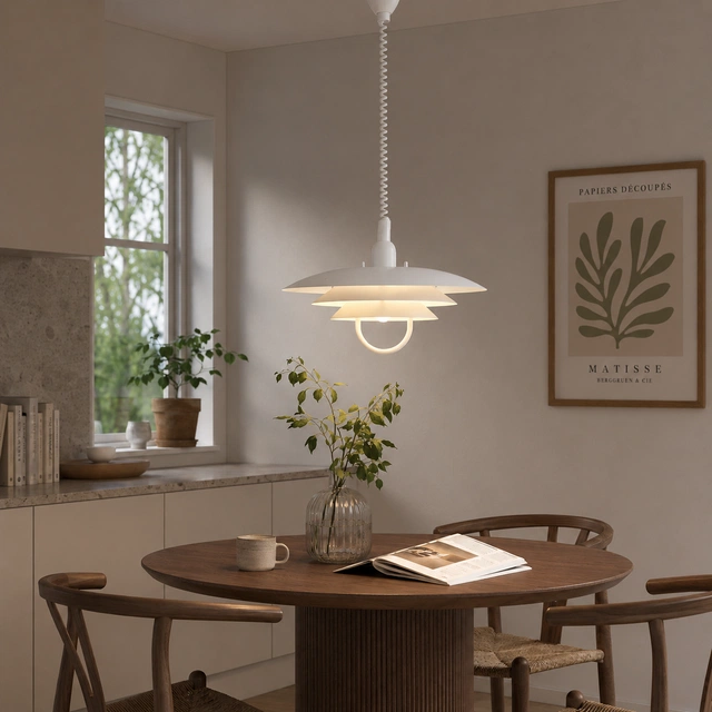 Joakim II taklampe med heis 40cm hvit