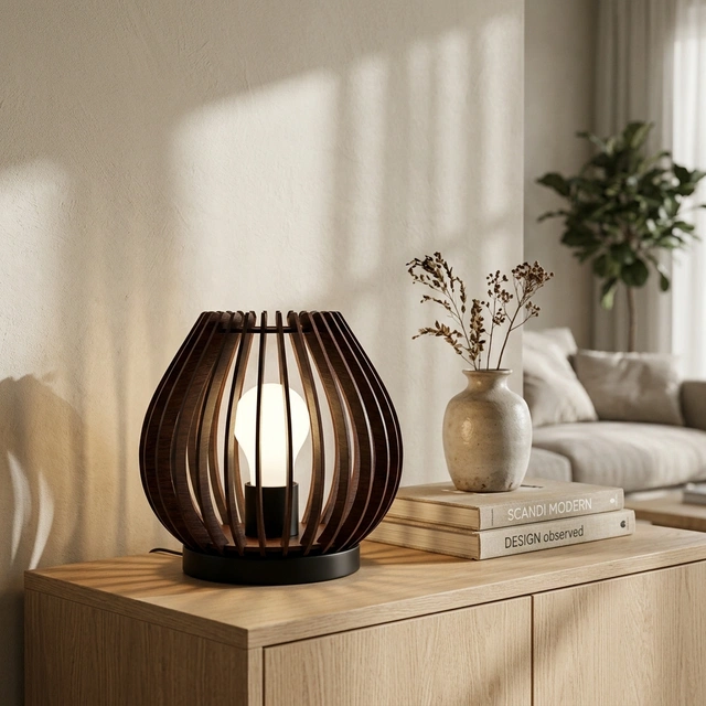 Daniella bordlampe 18,8cm valnøtt 