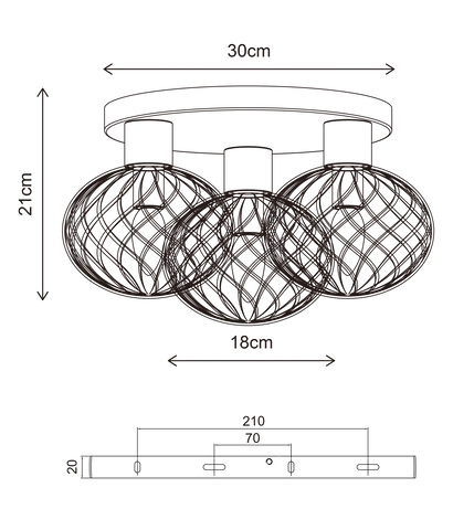 Elara plafond taklampe 30cm flerfarget 10