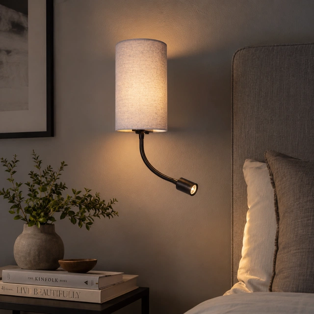 Elma LED vegglampe med lesearm 12cm grå 