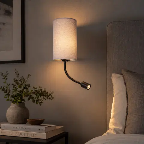 Elma LED vegglampe med lesearm 12cm grå , bilde 1 av 5
