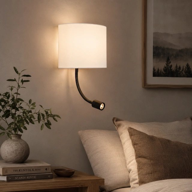 Elma LED vegglampe med lesearm 20cm hvit 