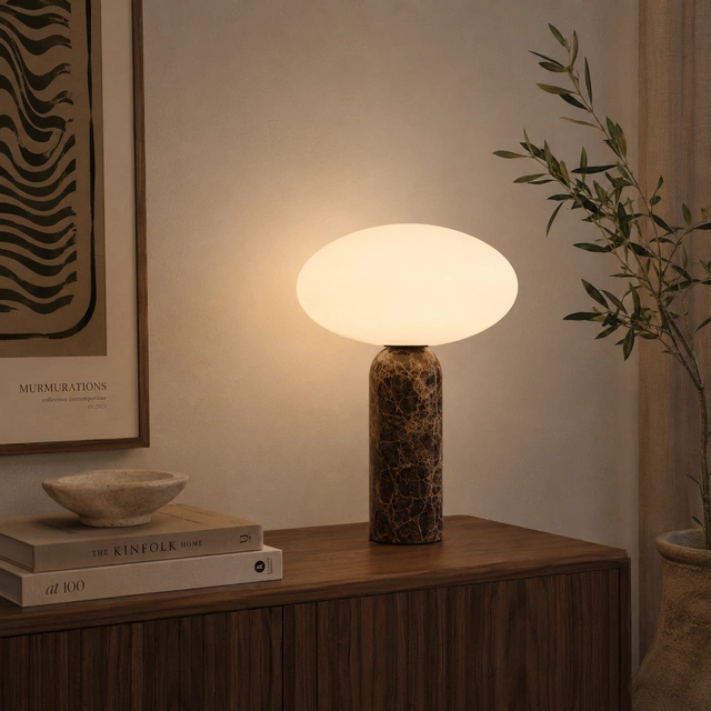 Bianca bordlampe marmor 32cm brun