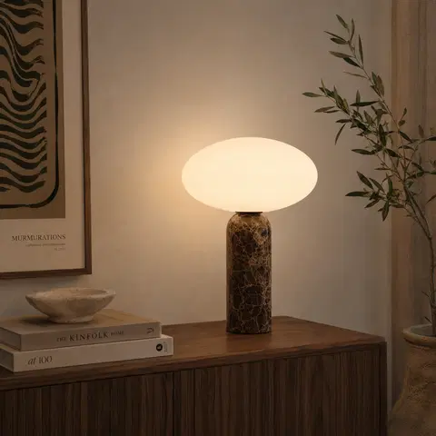 Bianca bordlampe marmor 32cm brun, bilde 1 av 6