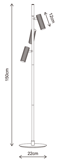 Lyra leselampe gulv 3lys 150cm sort 3