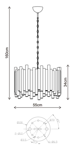 Venice slim taklampe 55cm hvit/krom, bilde 10 av 10