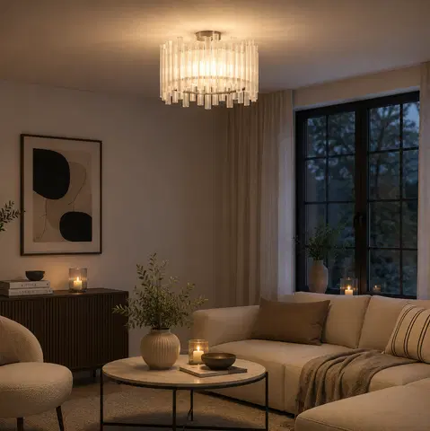 Venice slim plafond taklampe 45cm hvit/krom, bilde 1 av 7