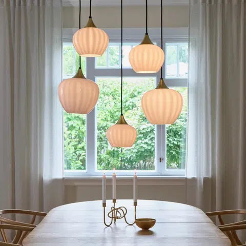 Carmen taklampe rondell 5lys 70cm messing/opal, bilde 1 av 10