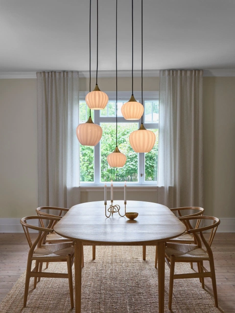 Carmen taklampe rondell 5lys 70cm messing/opal 2