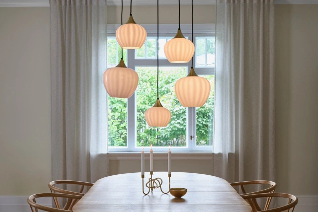 Carmen taklampe rondell 5lys 70cm messing/opal 4