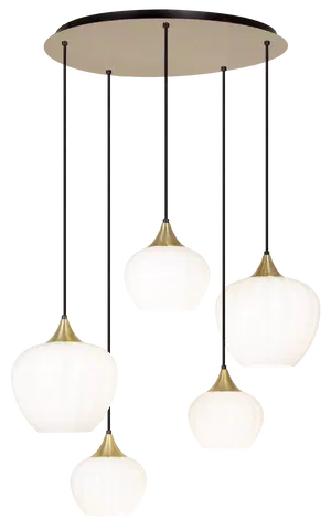 Carmen taklampe rondell 5lys 70cm messing/opal, bilde 5 av 10