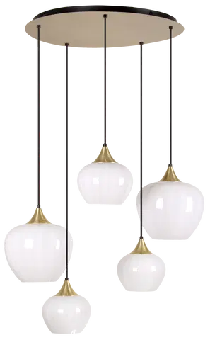 Carmen taklampe rondell 5lys 70cm messing/opal, bilde 7 av 10
