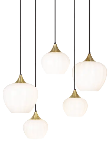 Carmen taklampe rondell 5lys 70cm messing/opal, bilde 6 av 10