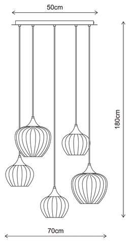 Carmen taklampe rondell 5lys 70cm messing/opal, bilde 10 av 10