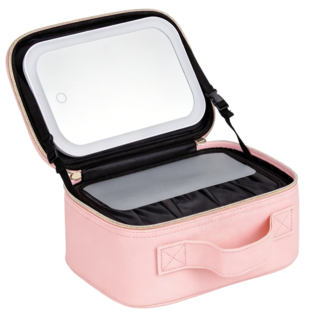 Pink sminkeveske med speil 2