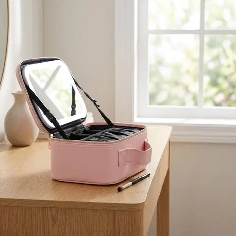 Pink sminkeveske med speil , bilde 1 av 10
