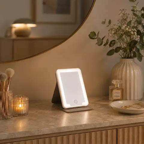 Sweet LED sminkespeil 11,7cm rosa , bilde 1 av 9