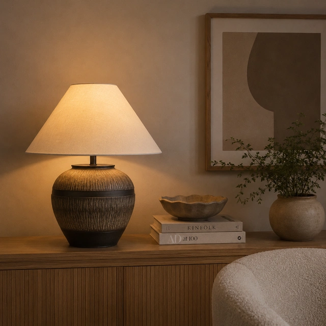 Eira bordlampe med skjerm 58cm brun/hvit