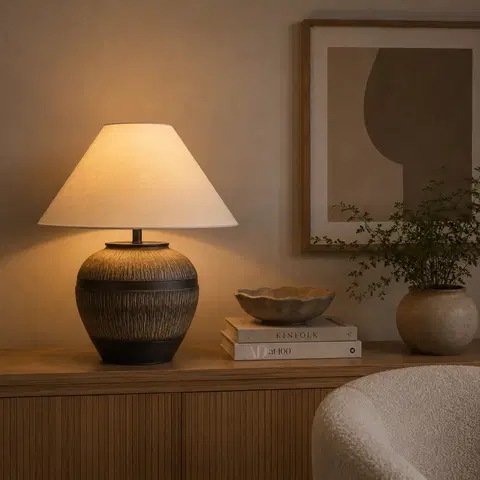 Eira bordlampe med skjerm 58cm brun/hvit, bilde 1 av 7