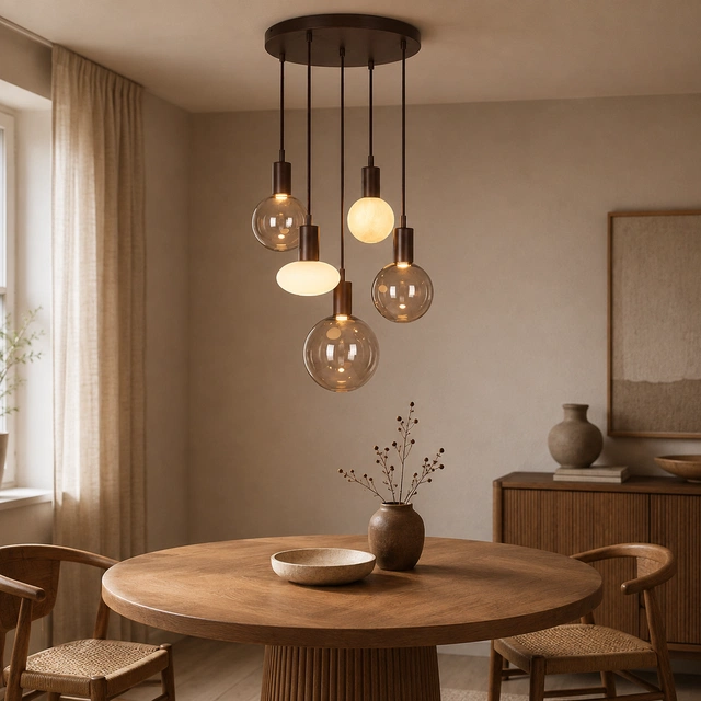 Alva taklampe rondell 5lys 40cm brun