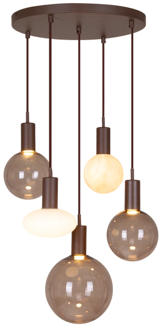 Alva taklampe rondell 5lys 40cm brun 2