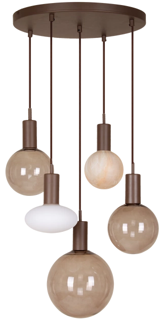 Alva taklampe rondell 5lys 40cm brun 3