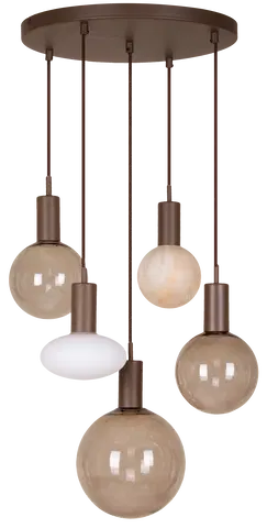 Alva taklampe rondell 5lys 40cm brun, bilde 3 av 8